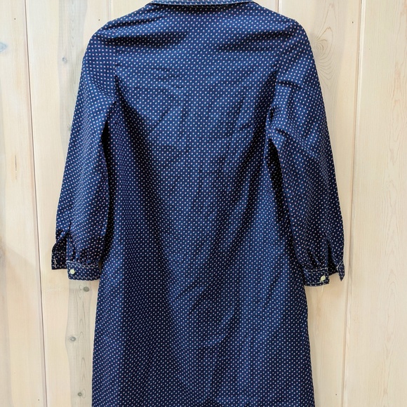 Vintage Navy Square Dot Mod Style Button-Up Shirt Dress - Picture 3 of 6